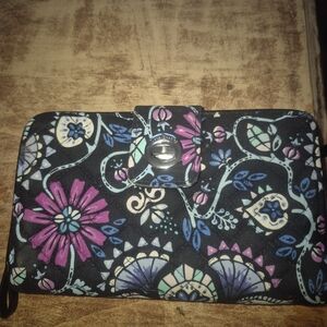 Vera Bradley Black and Purple Floral Wallet